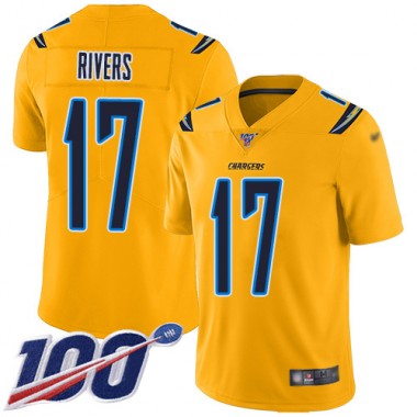 Los Angeles Chargers NFL Football Philip Rivers Gold Jersey Youth Limited 17 100th Season Inverted Legend